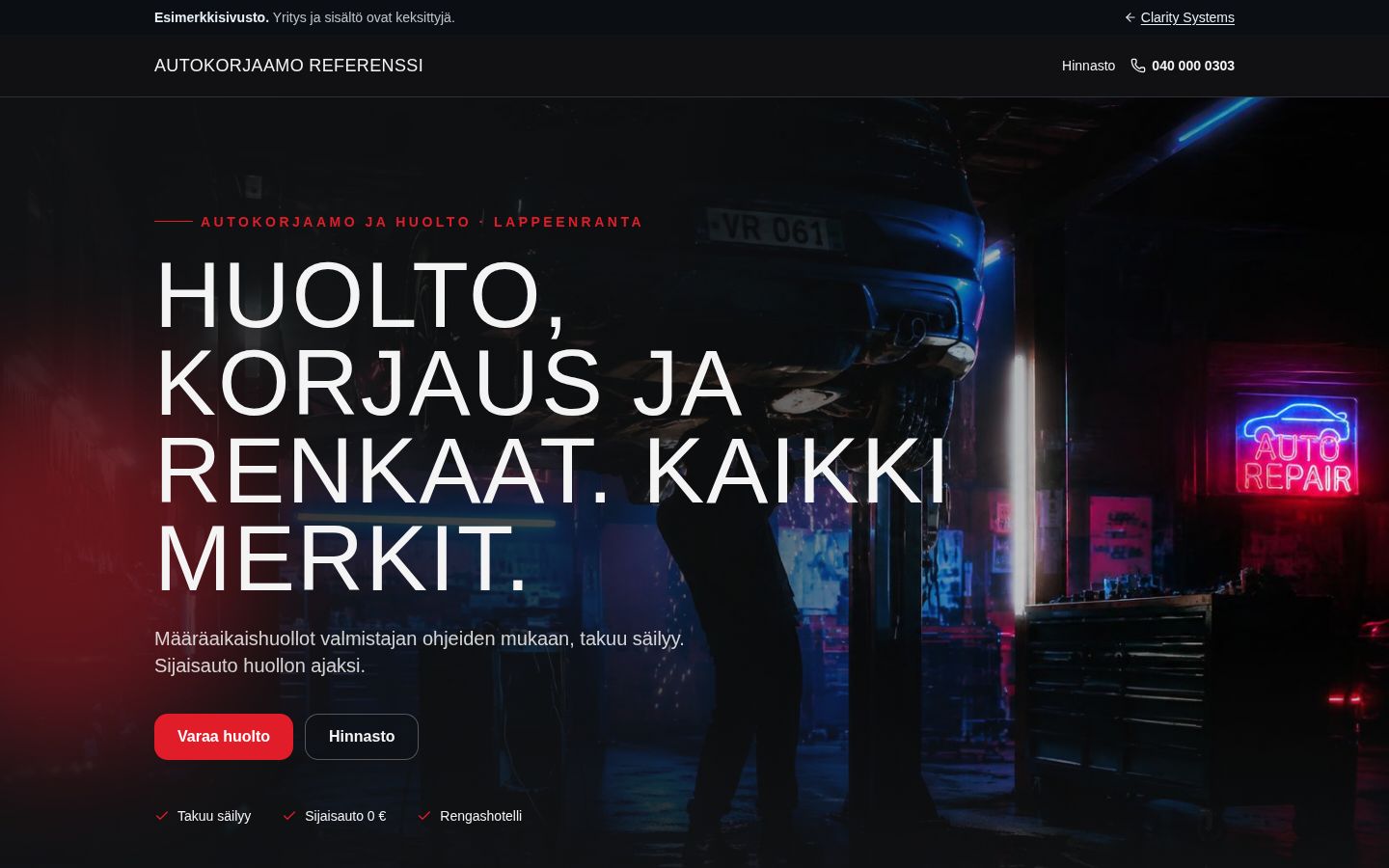 Kuvakaappaus: Autokorjaamo Referenssi