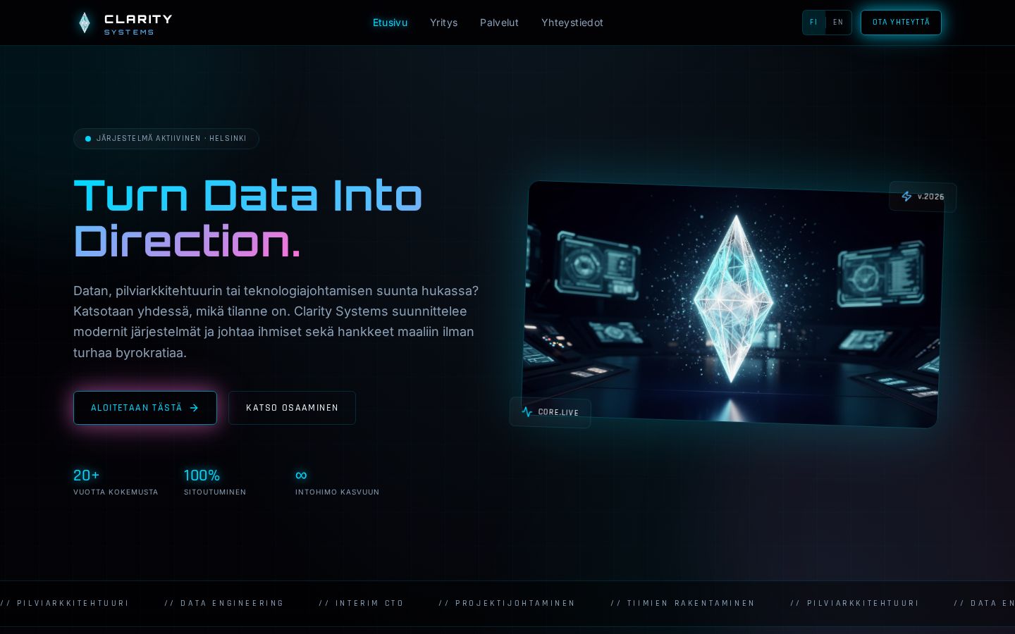 Clarity Systemsin oma sivusto