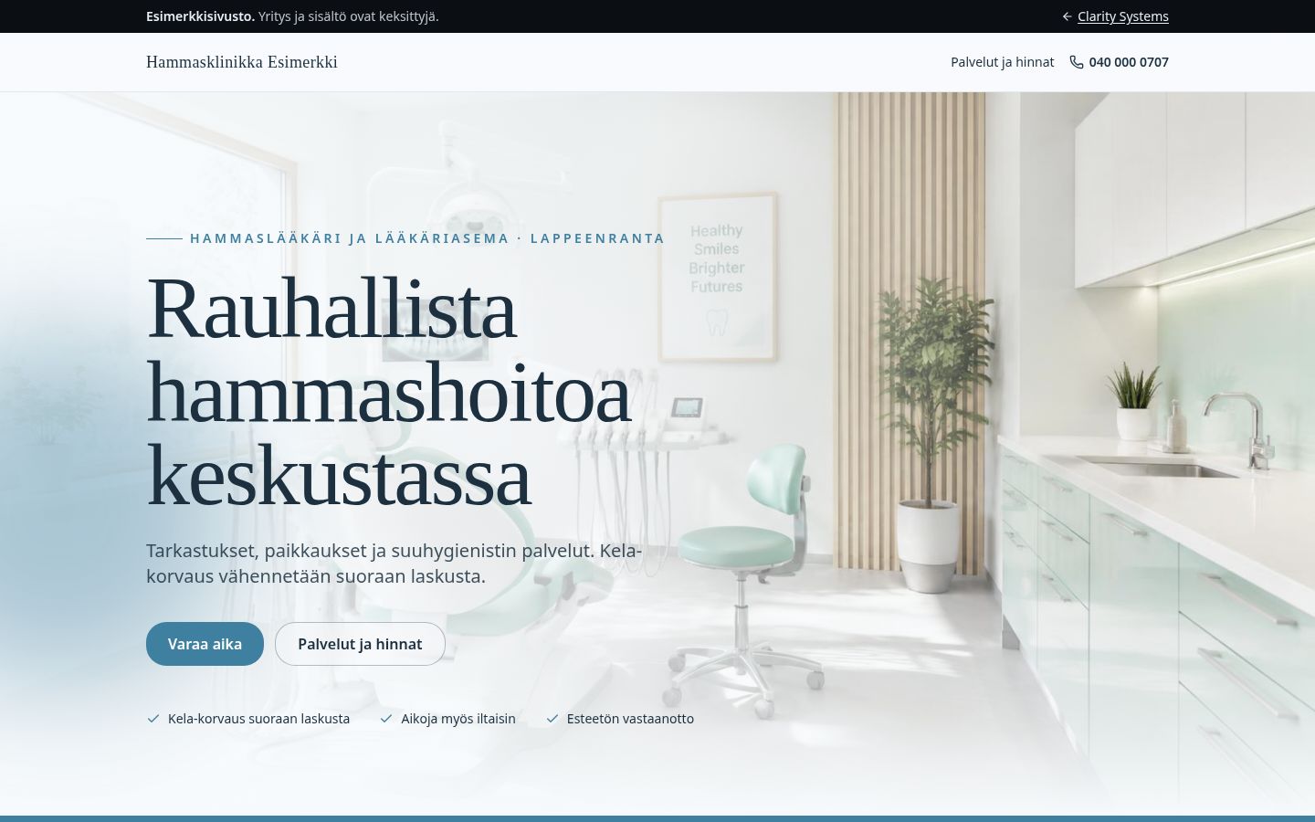Kuvakaappaus: Hammasklinikka Esimerkki