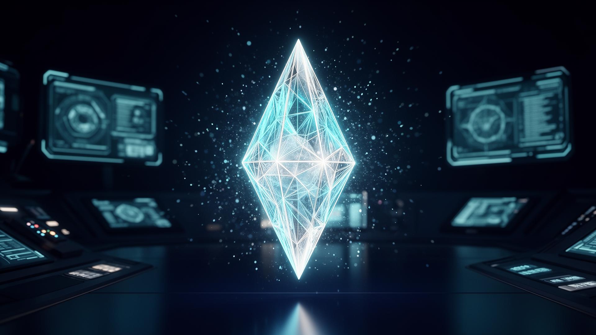 Holographic wireframe sphere representing Clarity Systems' digital command center