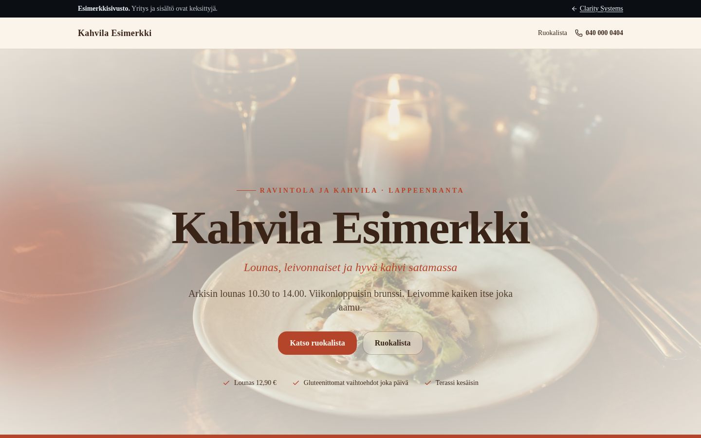 Kuvakaappaus: Kahvila Esimerkki